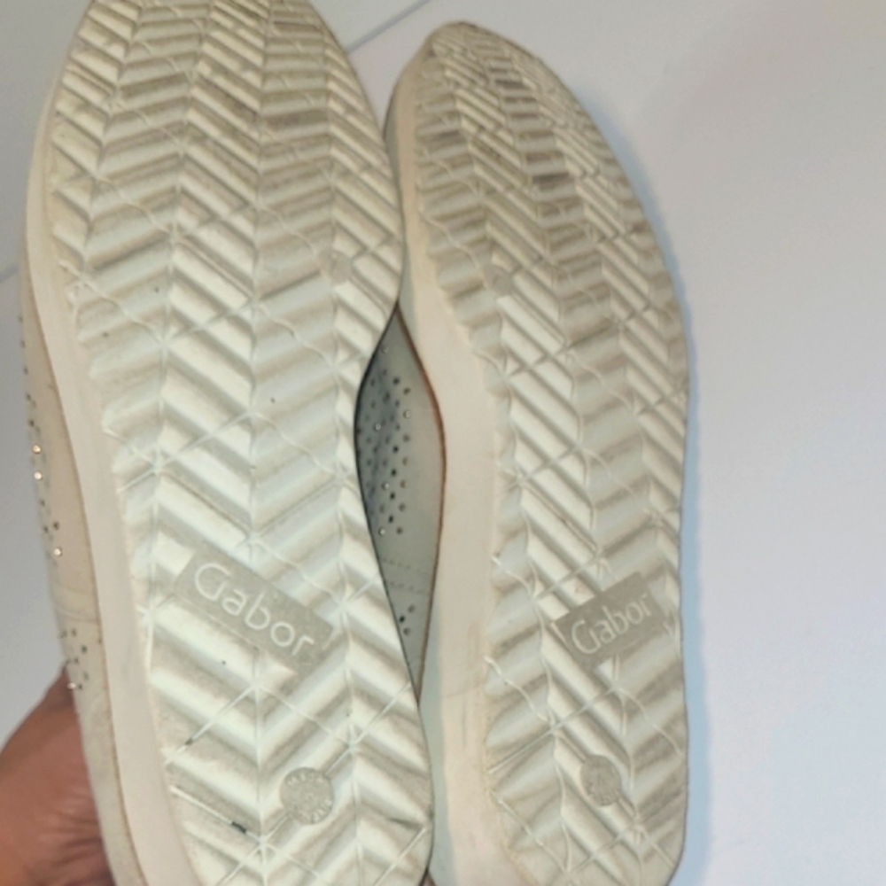 Gabor Beige Perforated Lace-Up Suede Shoes - Picture 4 of 5